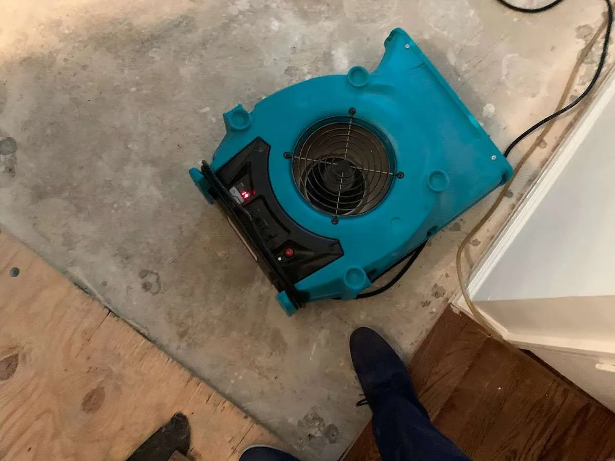 Air mover drying subfloor during Leak Detection & Repair in Shepherdsville