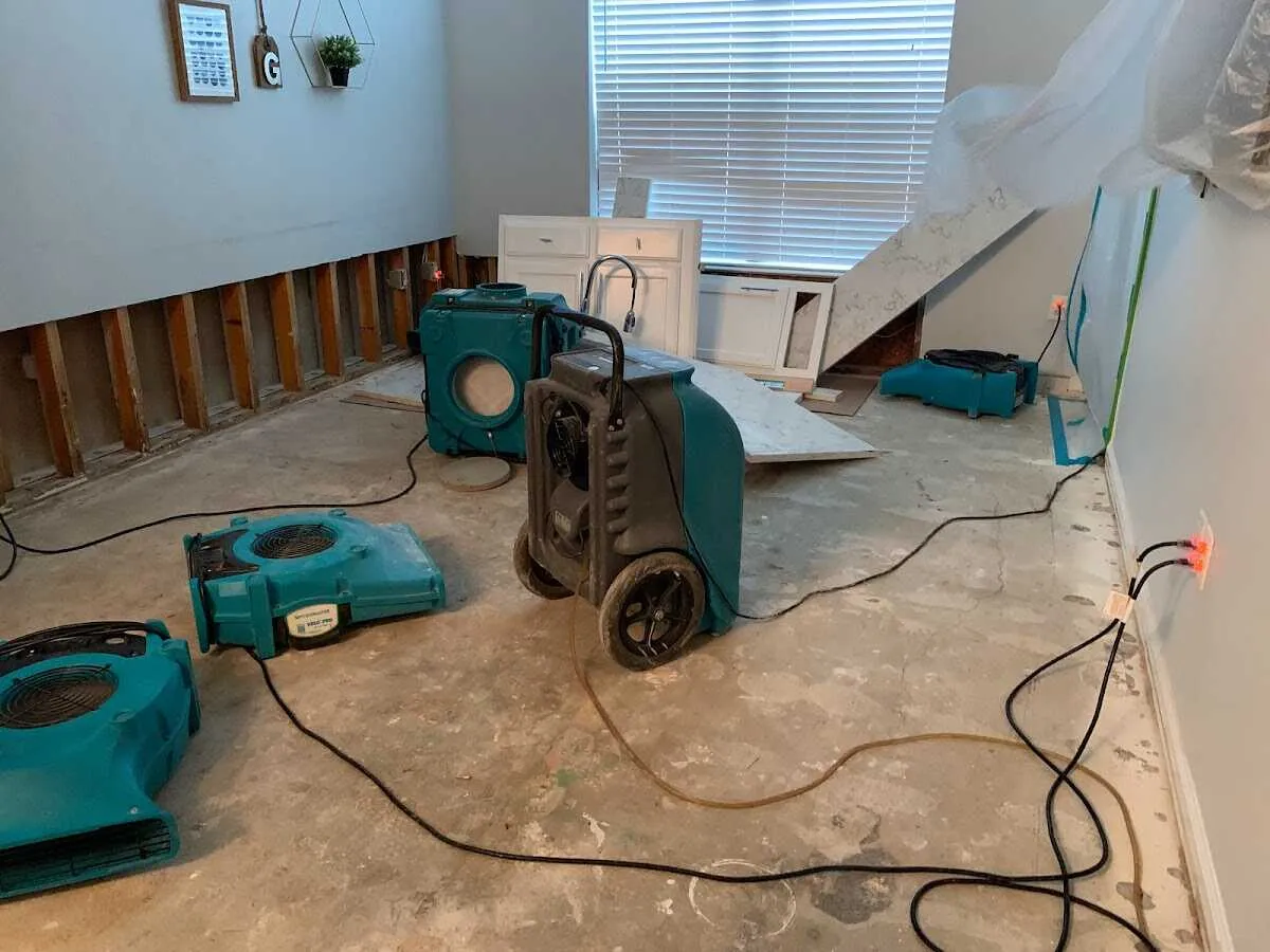 Dehumidifier in flood-cut room for Water Damage Restoration in Shepherdsville